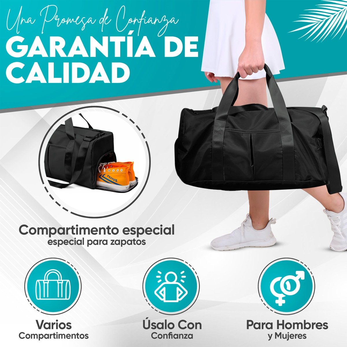 Mochila Deportiva Compartimento Separado Para Zapatos Bolsa De Viaje Para Hombre & Mujer - ONDASHOPMX