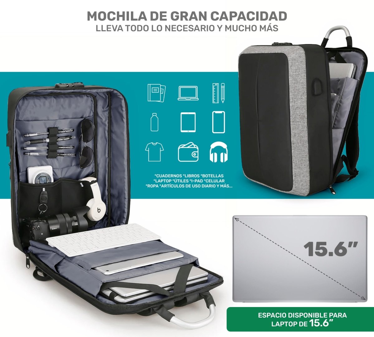 Mochila Ejecutiva Para Laptop Antirrobo - ONDASHOPMX