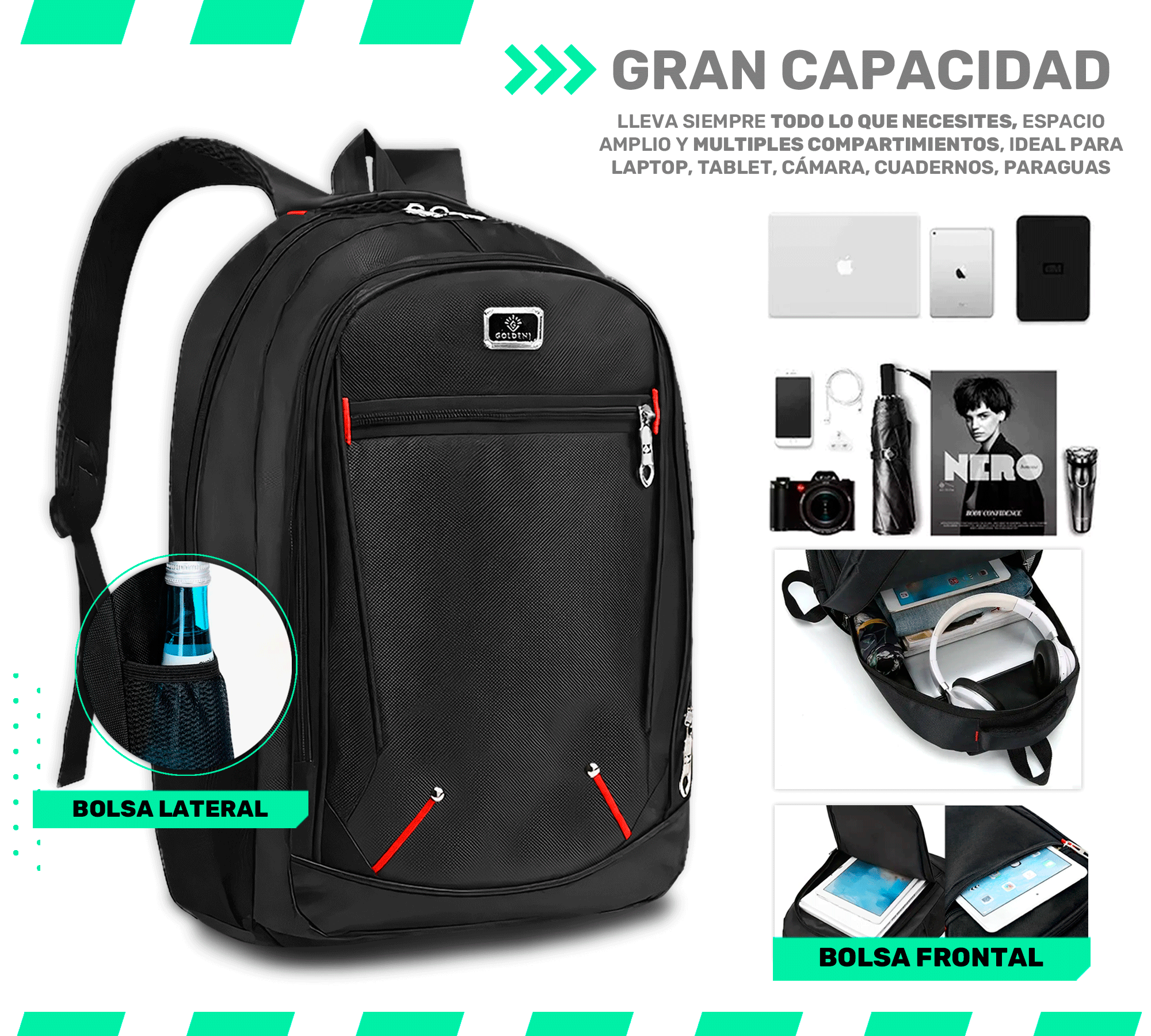 Mochila Escolar De Gran Capacidad Impermeable Para Hombre Mujer - ONDASHOPMX