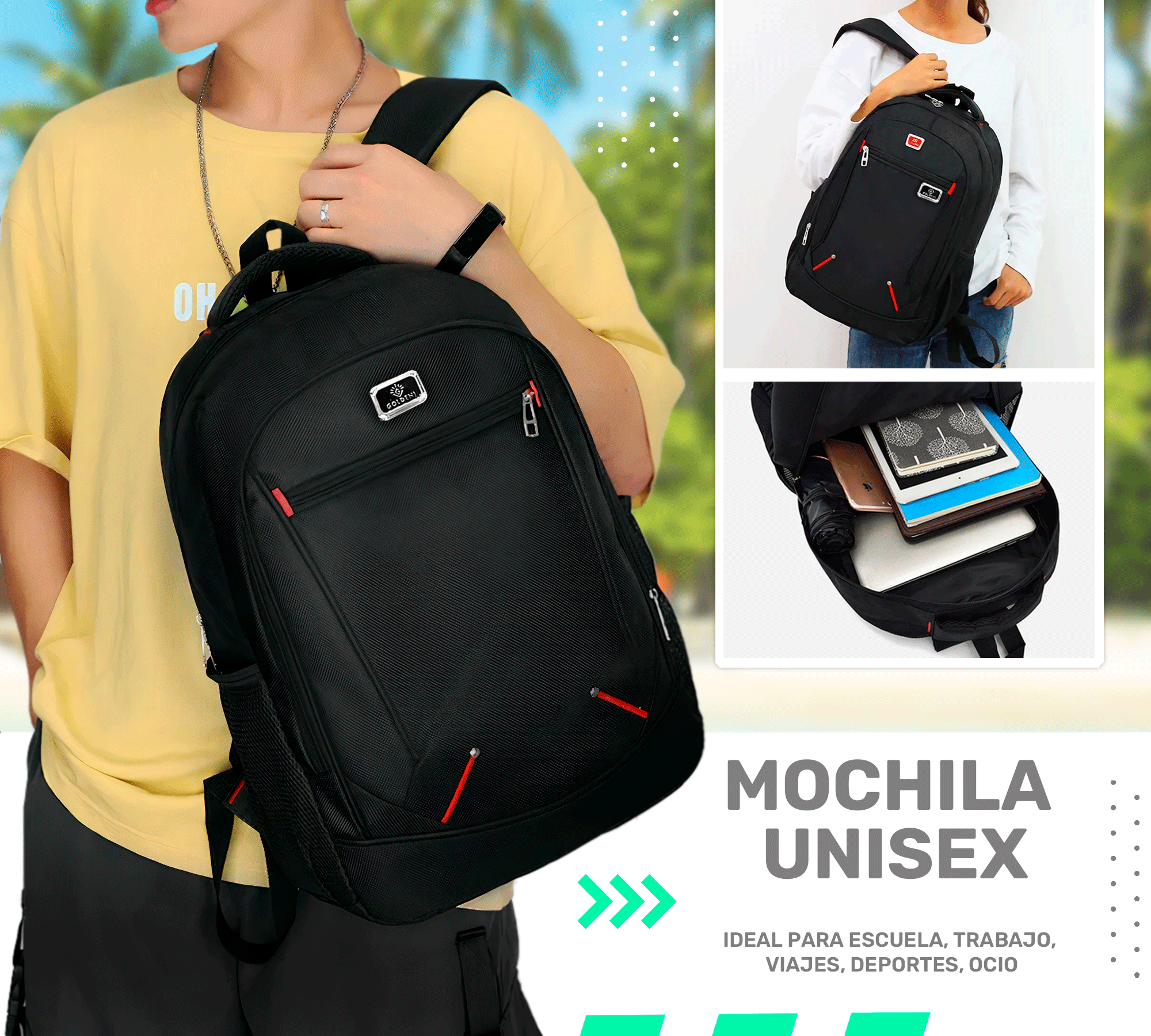 Mochila Escolar De Gran Capacidad Impermeable Para Hombre Mujer - ONDASHOPMX