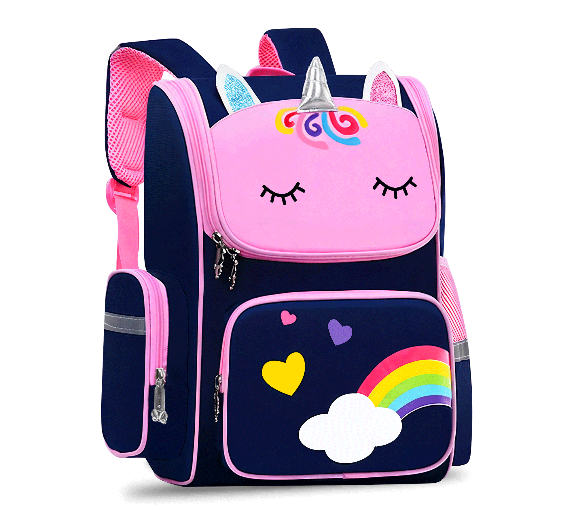 Mochila Escolar Unicornio Para Niñas Niños Con Bolsillos Laterales - ONDASHOPMX