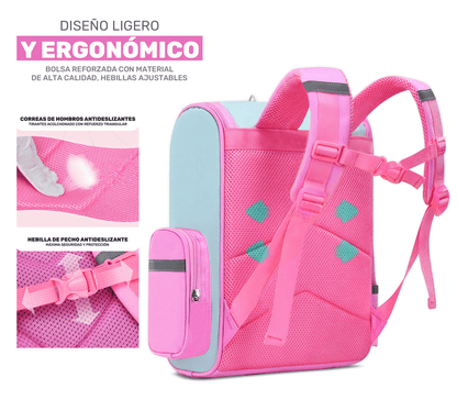 Mochila Escolar Unicornio Para Niñas Niños Con Bolsillos Laterales - ONDASHOPMX