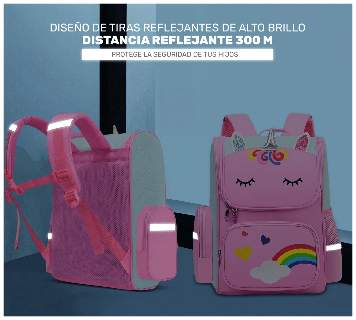 Mochila Escolar Unicornio Para Niñas Niños Con Bolsillos Laterales - ONDASHOPMX