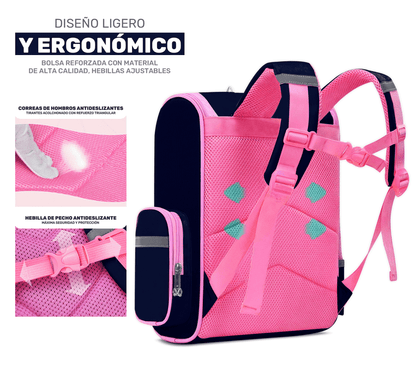 Mochila Escolar Unicornio Para Niñas Niños Con Bolsillos Laterales - ONDASHOPMX
