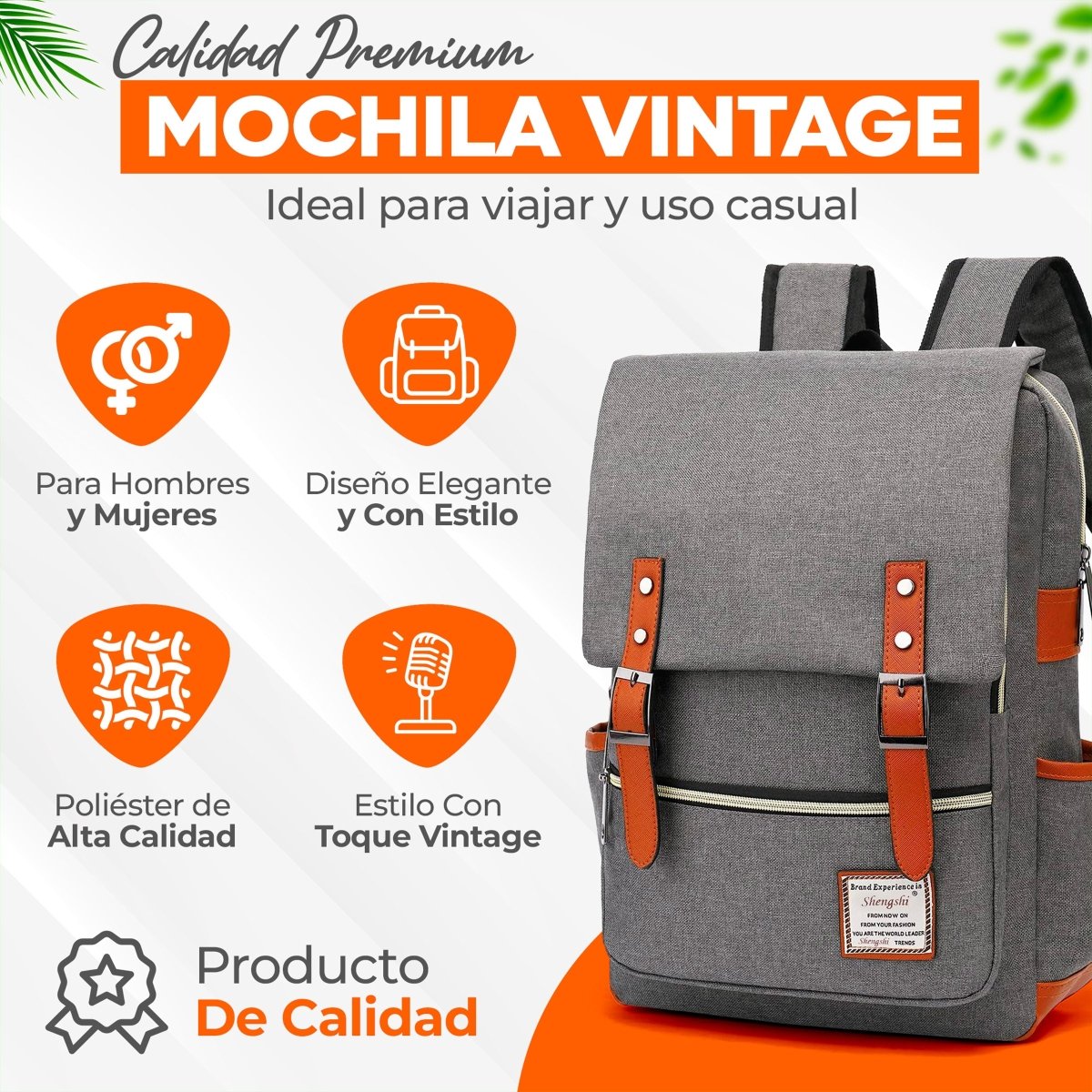 Mochila Vintage Retro Unisex Con Imán De Gran Capacidad Para Escolar & Laptop - ONDASHOPMX