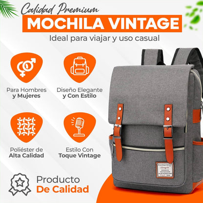 Mochila Vintage Retro Unisex Con Imán De Gran Capacidad Para Escolar & Laptop - ONDASHOPMX
