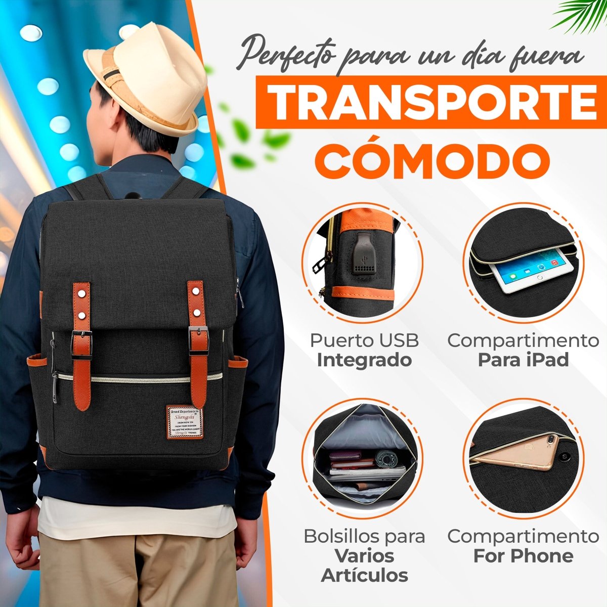 Mochila Vintage Retro Unisex Con Imán De Gran Capacidad Para Escolar & Laptop - ONDASHOPMX