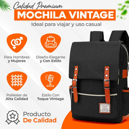 Mochila Vintage Retro Unisex Con Imán De Gran Capacidad Para Escolar & Laptop - ONDASHOPMX
