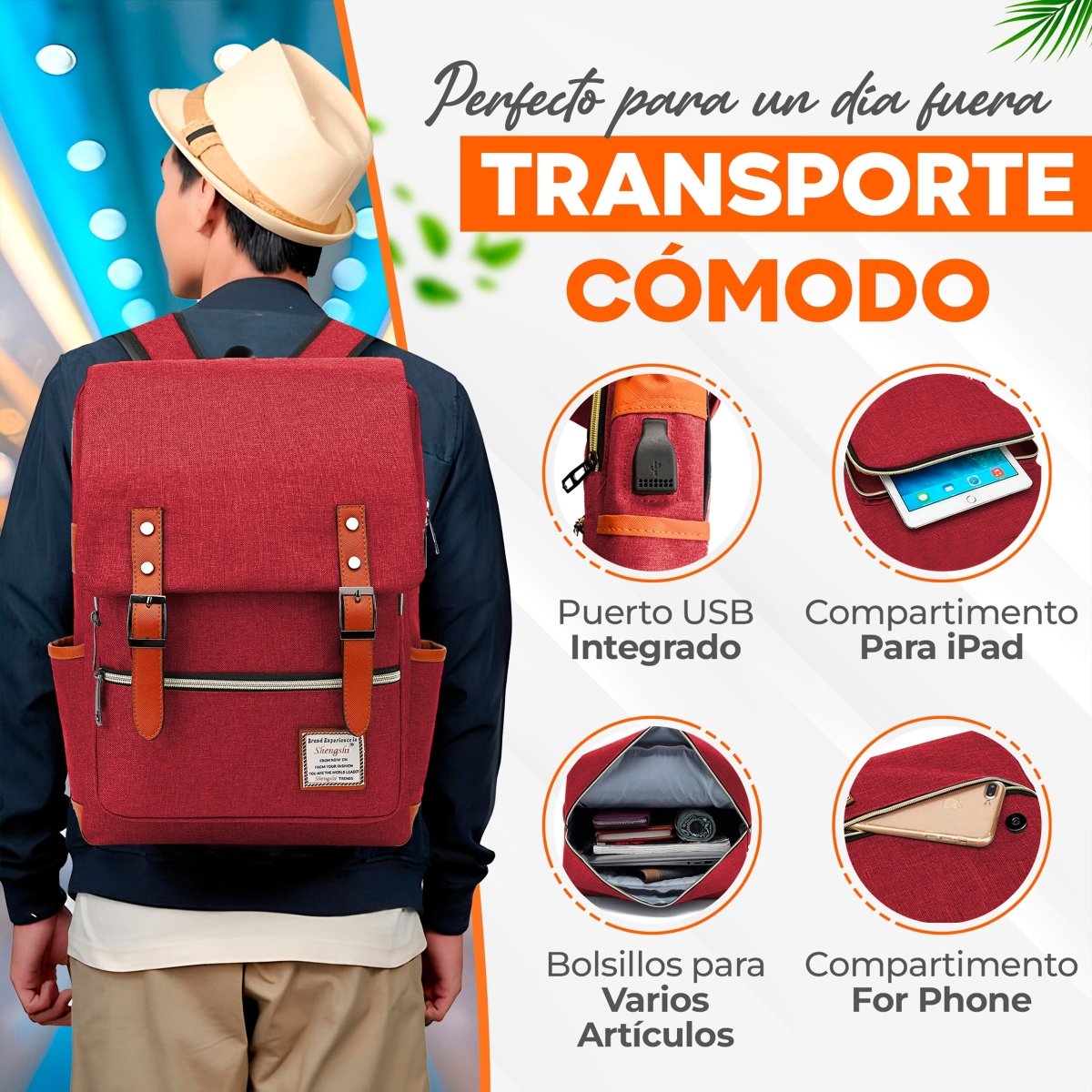 Mochila Vintage Retro Unisex Con Imán De Gran Capacidad Para Escolar & Laptop - ONDASHOPMX