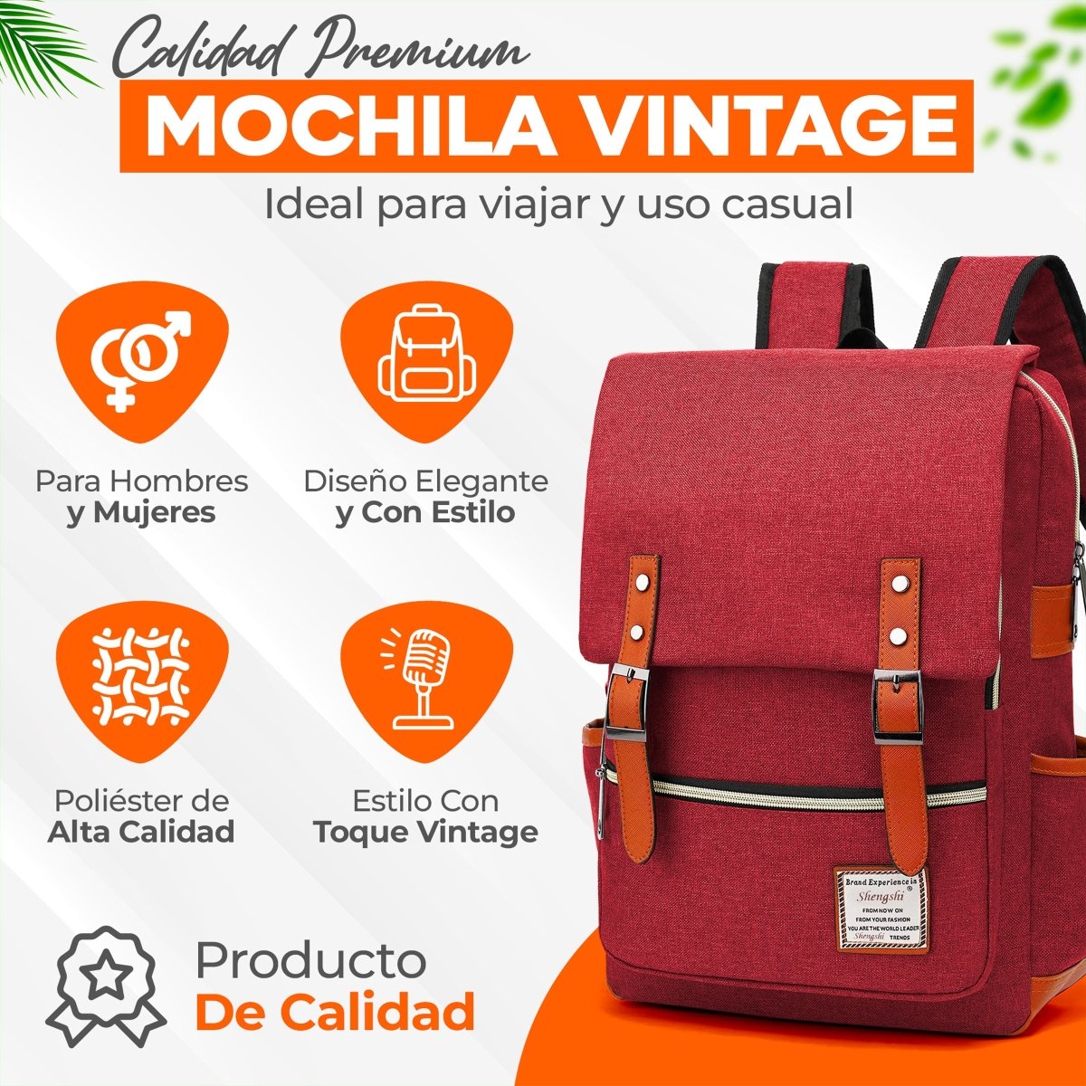 Mochila Vintage Retro Unisex Con Imán De Gran Capacidad Para Escolar & Laptop - ONDASHOPMX