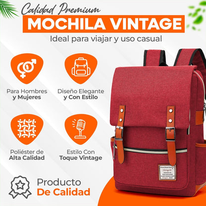Mochila Vintage Retro Unisex Con Imán De Gran Capacidad Para Escolar & Laptop - ONDASHOPMX