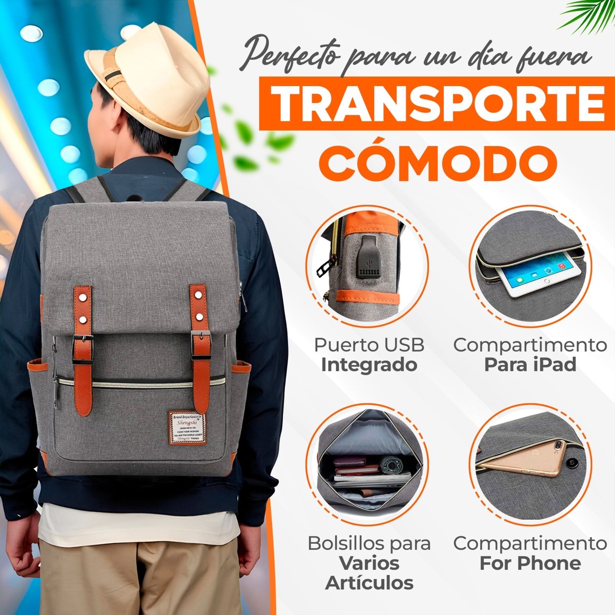 Mochila Vintage Retro Unisex Con Imán De Gran Capacidad Para Escolar & Laptop - ONDASHOPMX