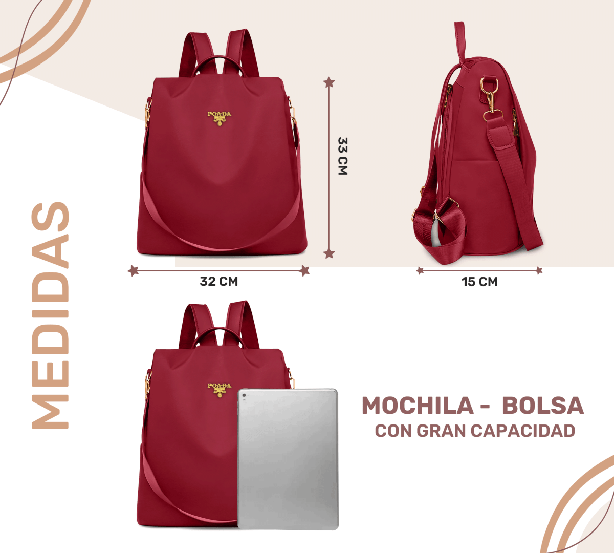 Mochilas Antirrobo De Moda Mochila Bolso De Casual Hombro Gran Capacidad Mochila De Viaje - ONDASHOPMX