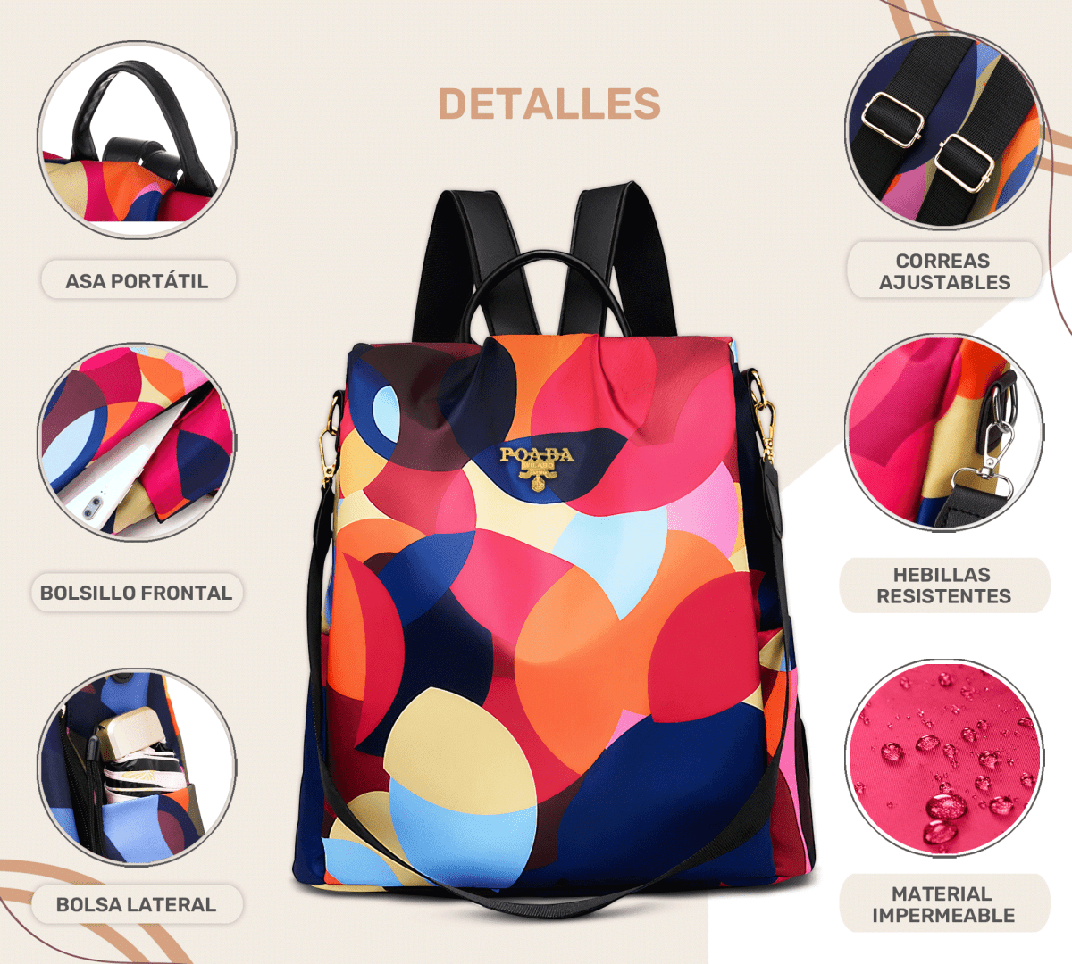 Mochilas Antirrobo De Moda Mochila Bolso De Casual Hombro Gran Capacidad Mochila De Viaje - ONDASHOPMX