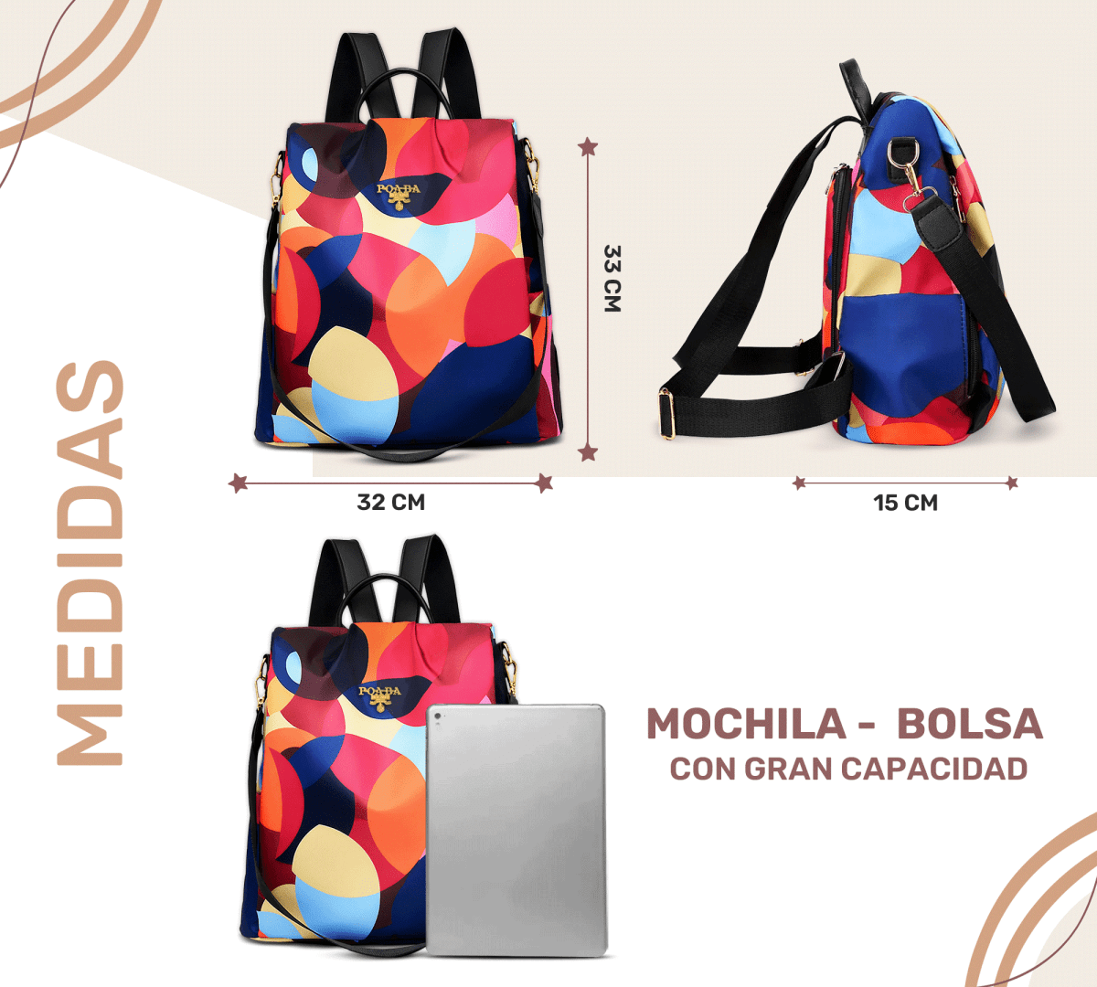 Mochilas Antirrobo De Moda Mochila Bolso De Casual Hombro Gran Capacidad Mochila De Viaje - ONDASHOPMX