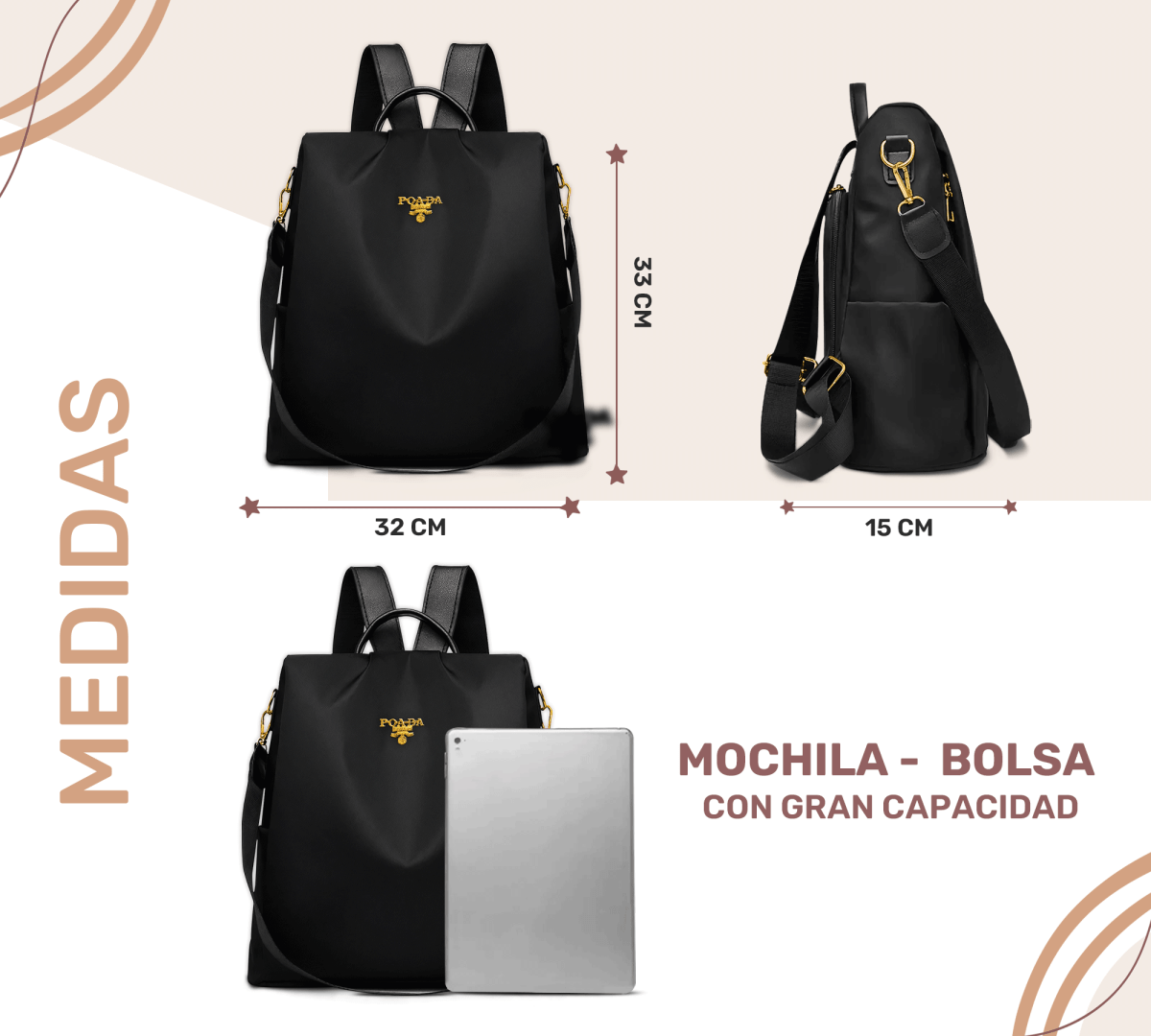 Mochilas Antirrobo De Moda Mochila Bolso De Casual Hombro Gran Capacidad Mochila De Viaje - ONDASHOPMX