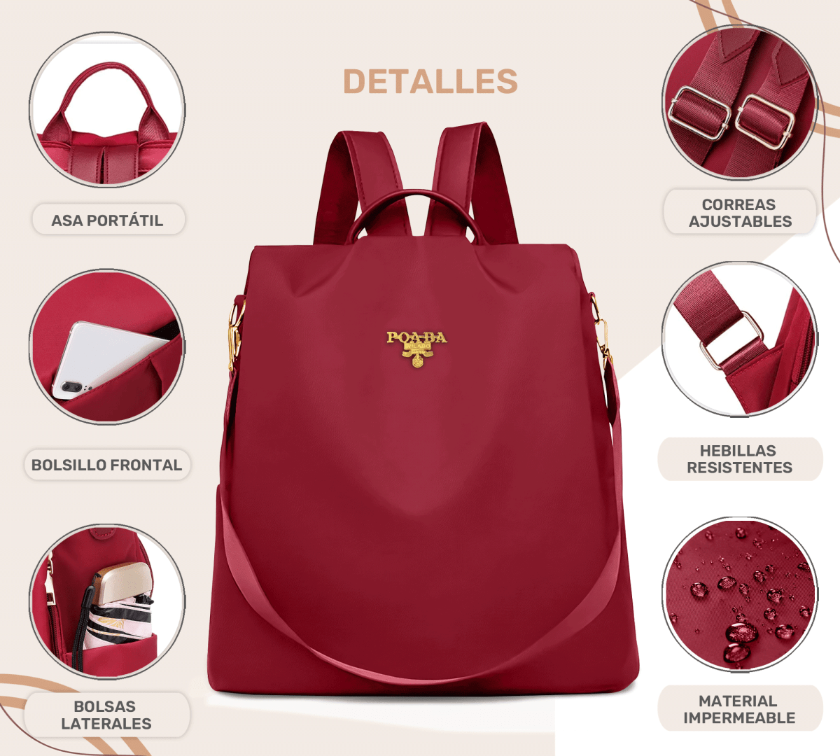 Mochilas Antirrobo De Moda Mochila Bolso De Casual Hombro Gran Capacidad Mochila De Viaje - ONDASHOPMX