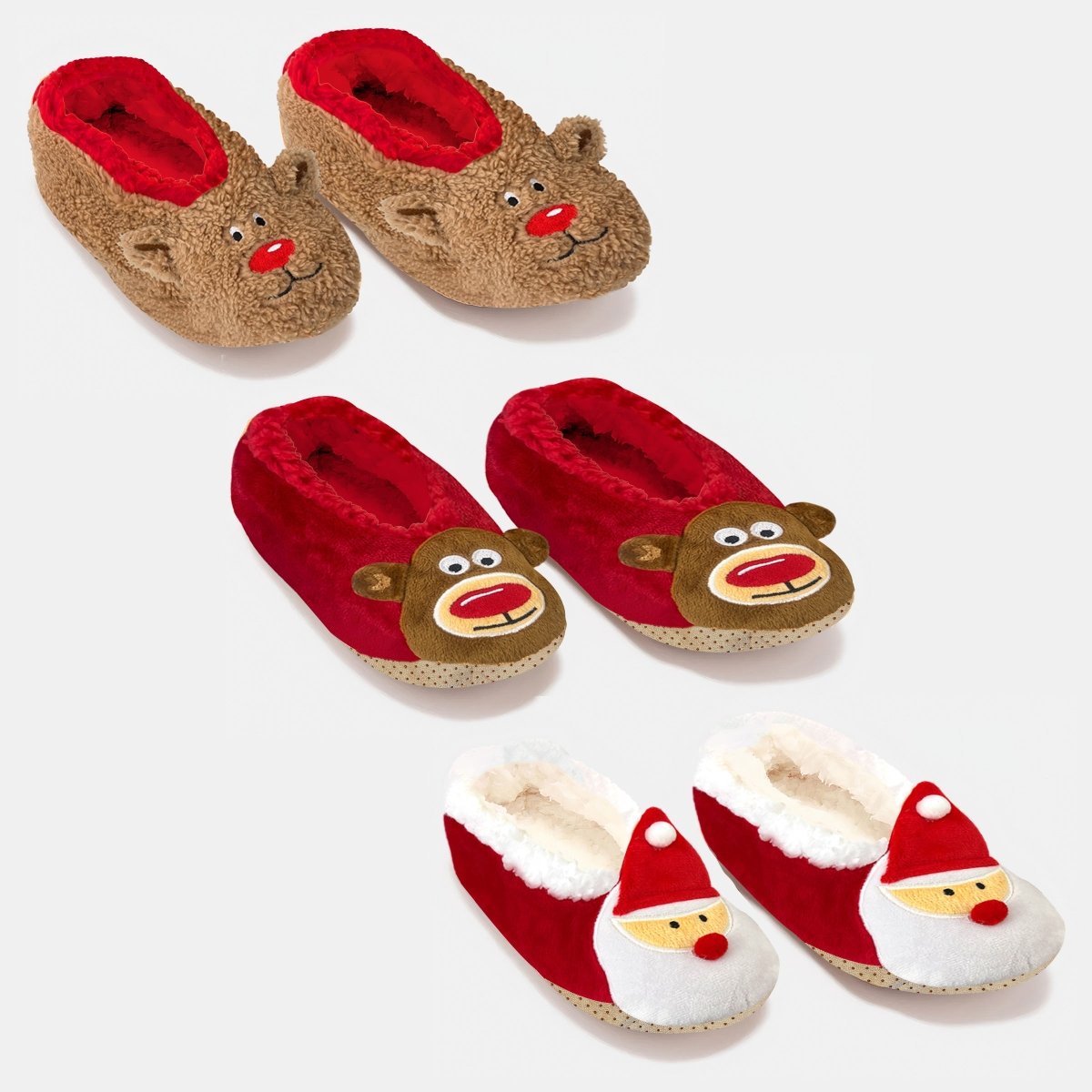 Pack 3 Pantuflas Navideñas - ONDASHOPMX