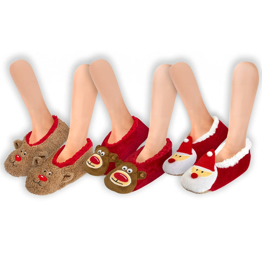 Pack 3 Pantuflas Navideñas - ONDASHOPMX