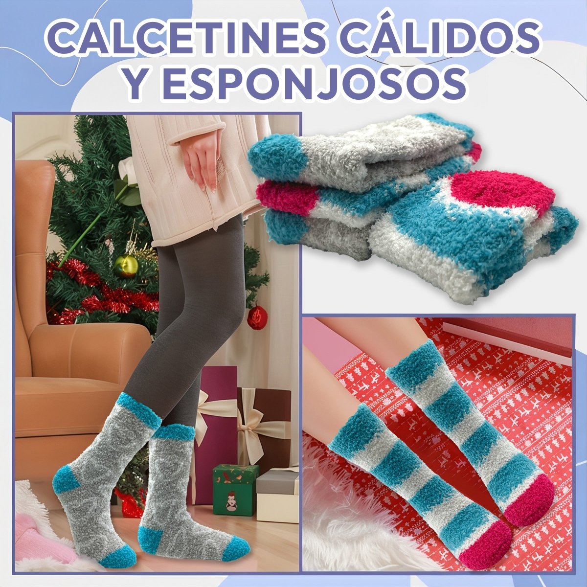  Pack De 2 Pares & Diseño Acogedor & Textura Acolchonada - ONDASHOPMX