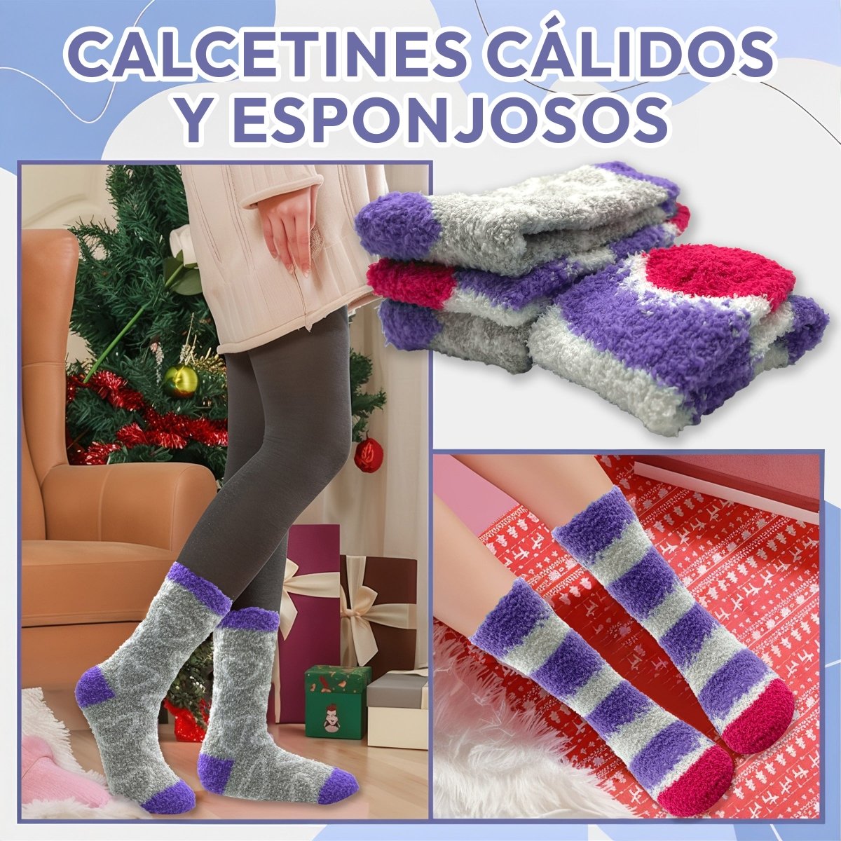 Pack De 2 Pares & Diseño Acogedor & Textura Acolchonada - ONDASHOPMX