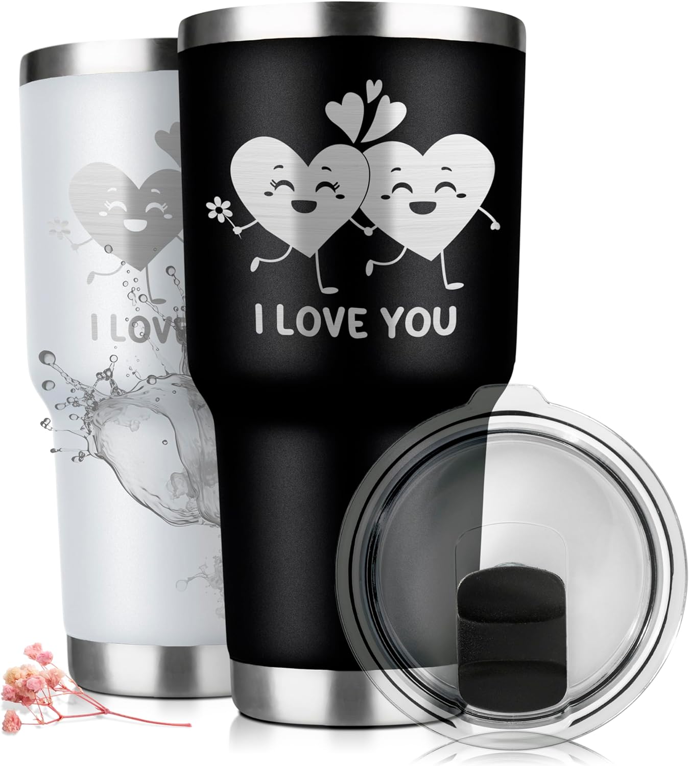 Pack de 2 Termos Tipo Yeti de Acero Inoxidable Personalizados Regalo Perfecto de San Valentin - ONDASHOPMX