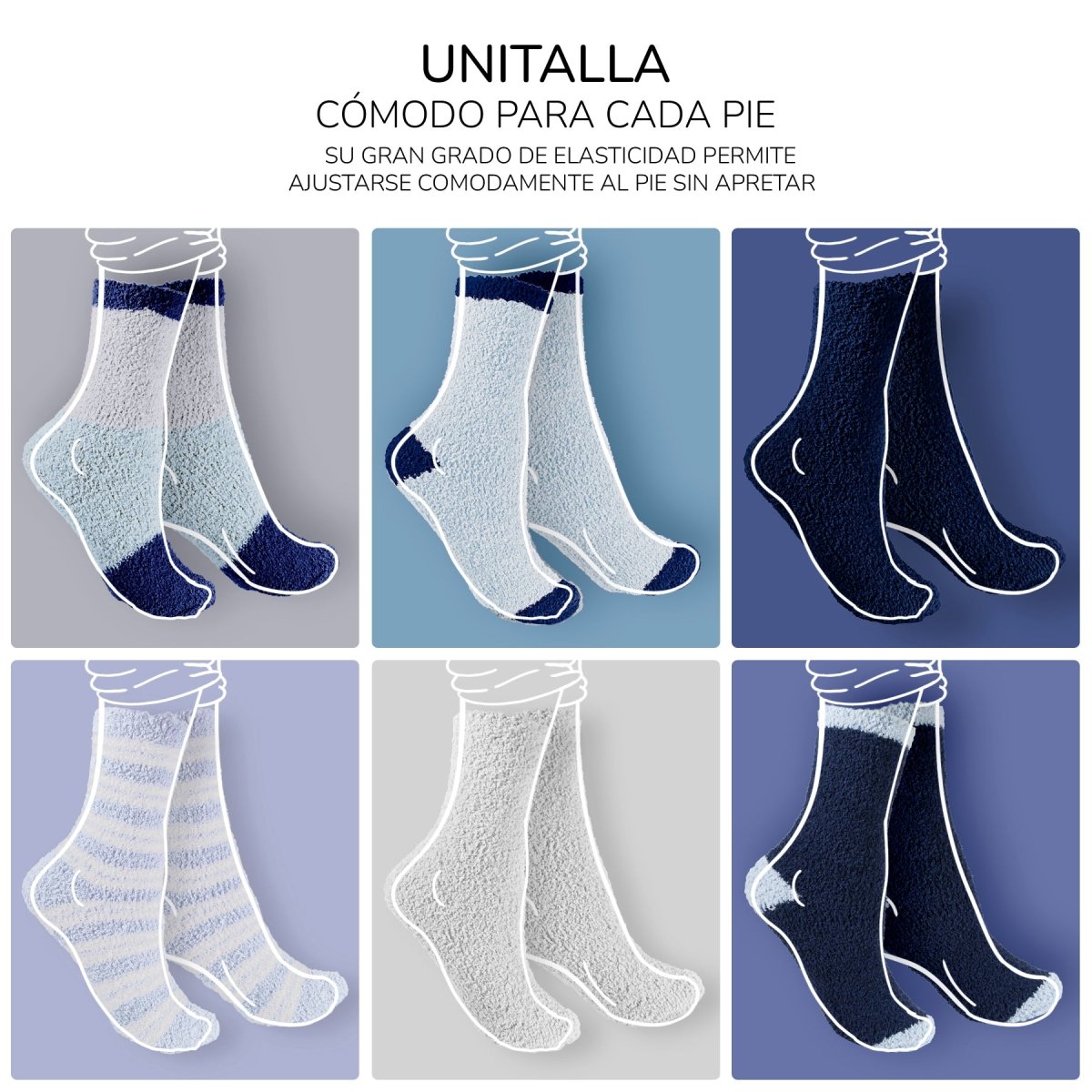 Pack De 6 Calcetines Unitalla Con Felpa Interior y Exterior - ONDASHOPMX