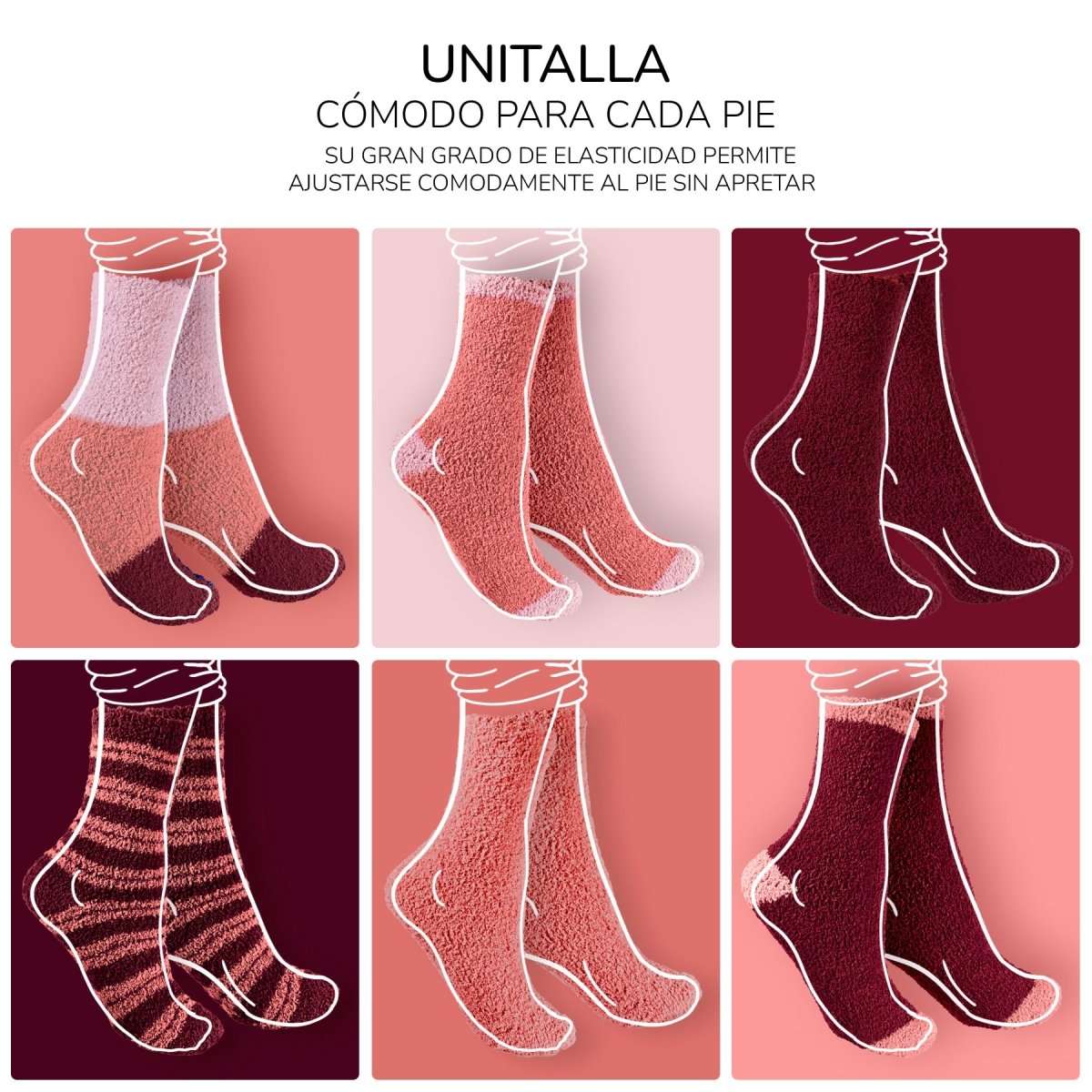Pack De 6 Calcetines Unitalla Con Felpa Interior y Exterior - ONDASHOPMX