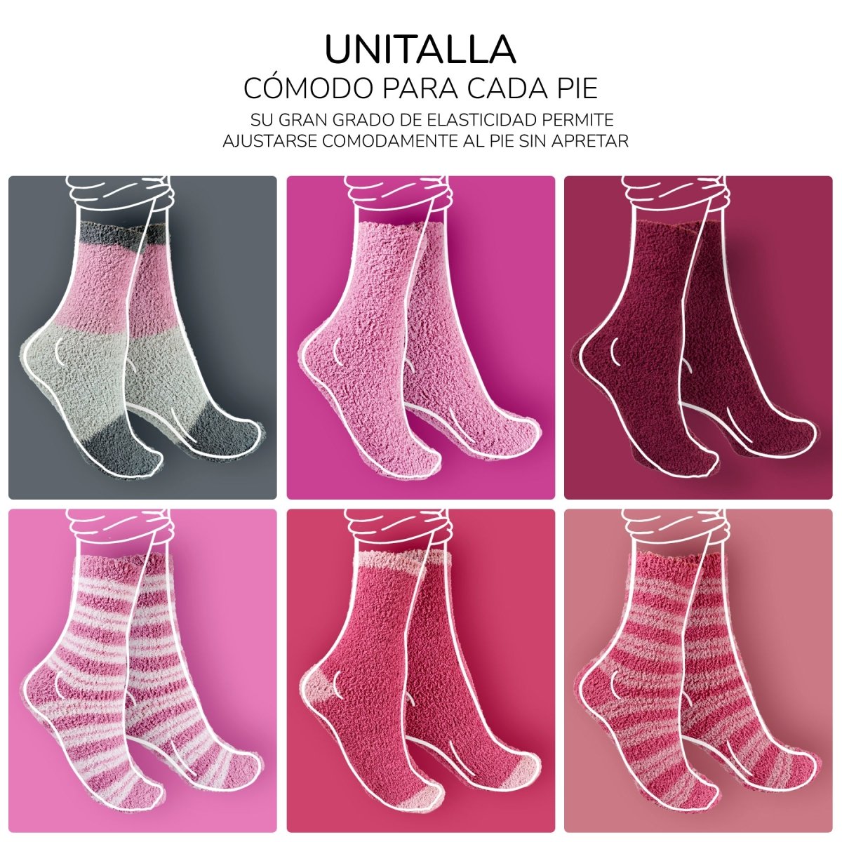 Pack De 6 Calcetines Unitalla Con Felpa Interior y Exterior - ONDASHOPMX