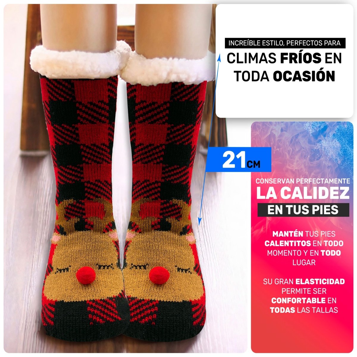 Pack Navideño De 3 Calcetines Largos - Felpa Interior, Diseños Clásicos & Alta Elasticidad - ONDASHOPMX