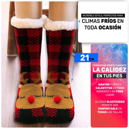 Pack Navideño De 3 Calcetines Largos - Felpa Interior, Diseños Clásicos & Alta Elasticidad - ONDASHOPMX