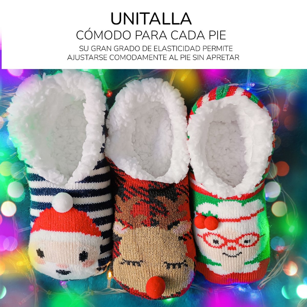 Pantuflas Navideñas Acolchonadas - Pack De 3 Con Antiderrapantes & Diseños Divertidos - ONDASHOPMX