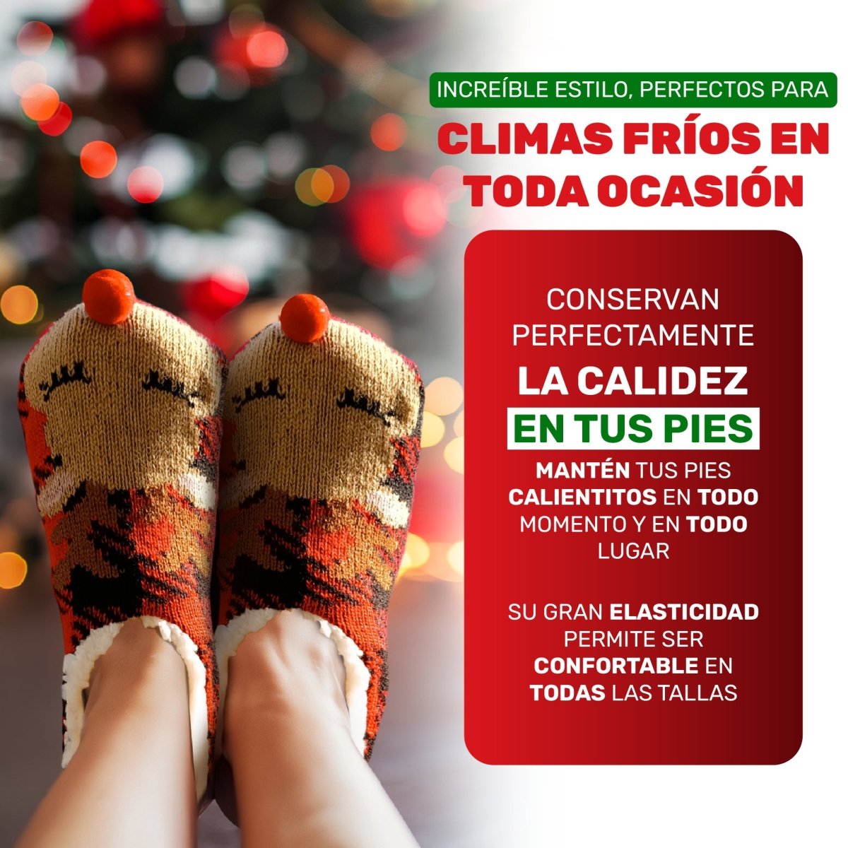 Pantuflas Navideñas Acolchonadas - Pack De 3 Con Antiderrapantes & Diseños Divertidos - ONDASHOPMX