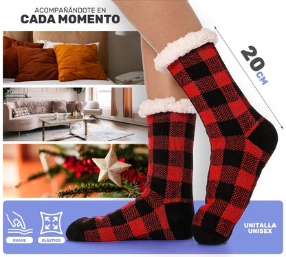 Pantuflas Tipo Calceta Térmica con Felpa Interior & Diseño Escocés - ONDASHOPMX