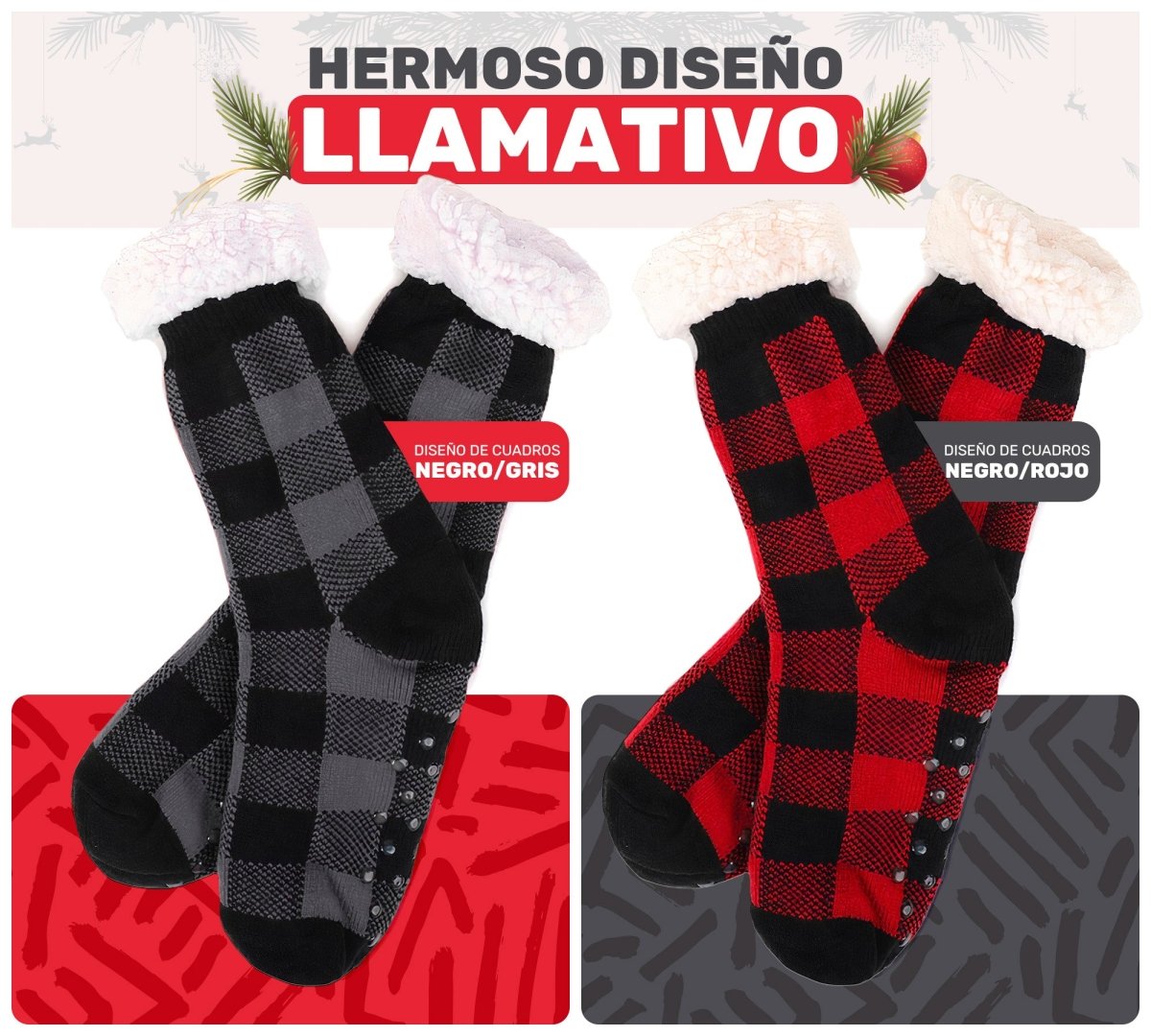Pantuflas Tipo Calceta Térmica con Felpa Interior & Diseño Escocés - ONDASHOPMX