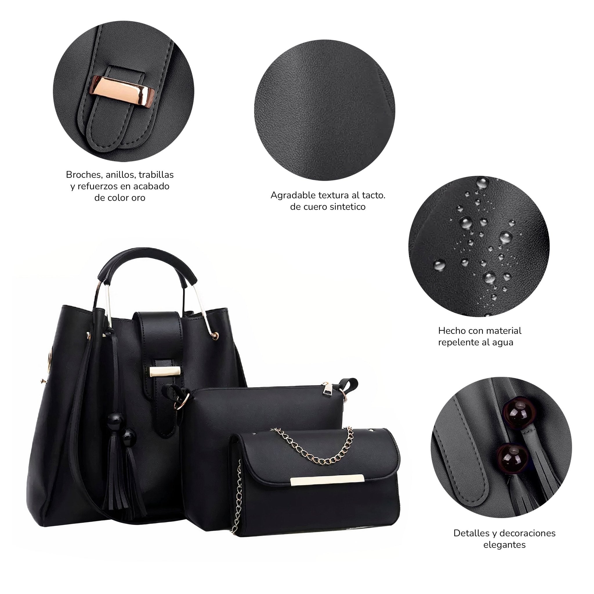 Set 3 Bolsos De Mano Para Mujer, Bolsa De Lujo Gran Capacidad - ONDASHOPMX