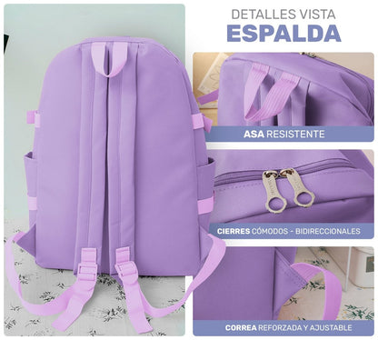Set 4 Mochilas Escolares Bolsas De Estudiante Tote & Lapicera Kawaii - ONDASHOPMX