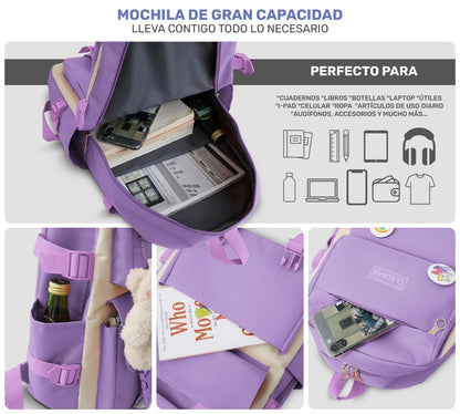Set 4 Mochilas Escolares Bolsas De Estudiante Tote & Lapicera Kawaii - ONDASHOPMX