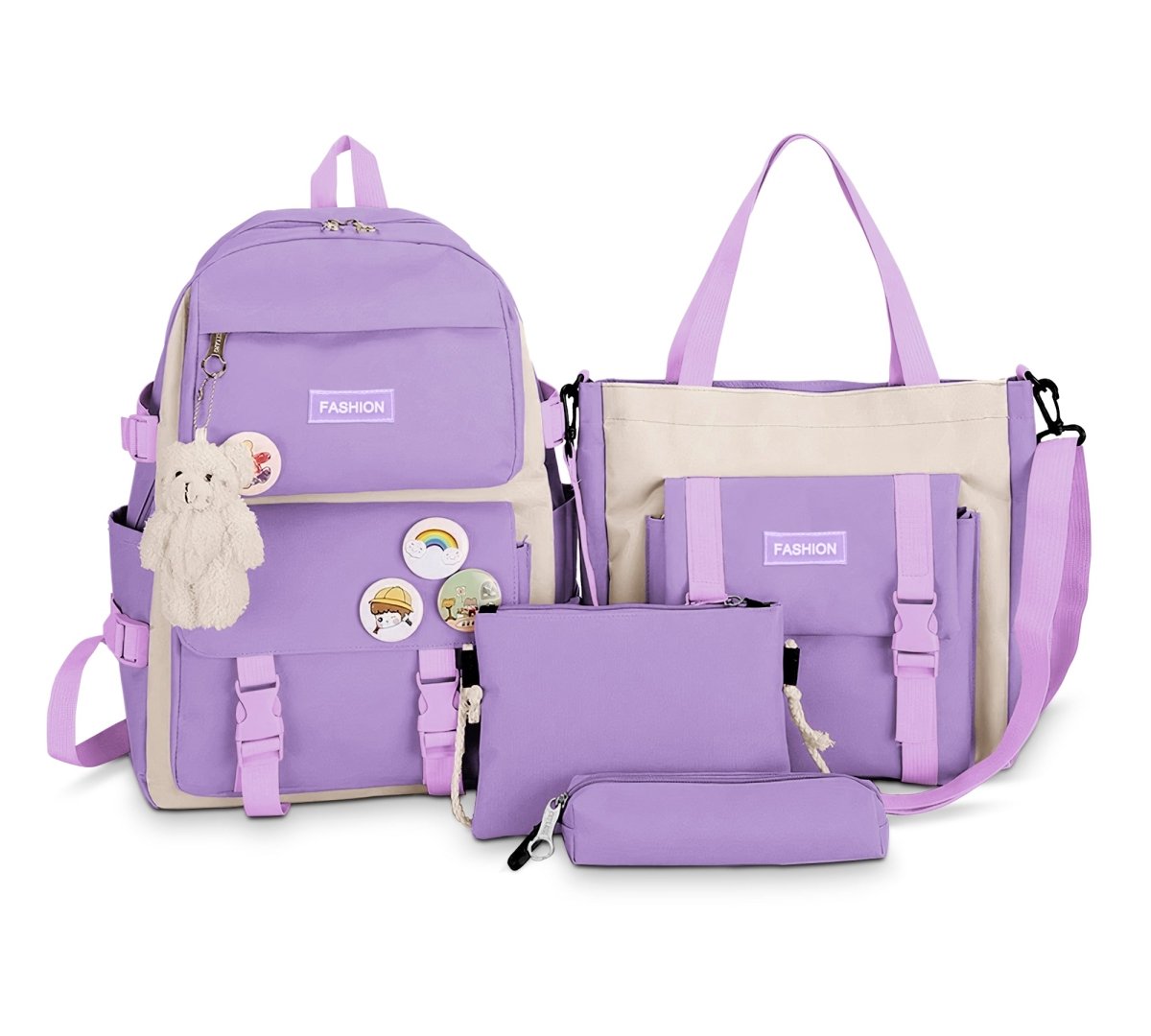 Set 4 Mochilas Escolares Bolsas De Estudiante Tote & Lapicera Kawaii - ONDASHOPMX