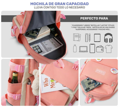 Set 4 Mochilas Escolares Bolsas De Estudiante Tote & Lapicera Kawaii - ONDASHOPMX