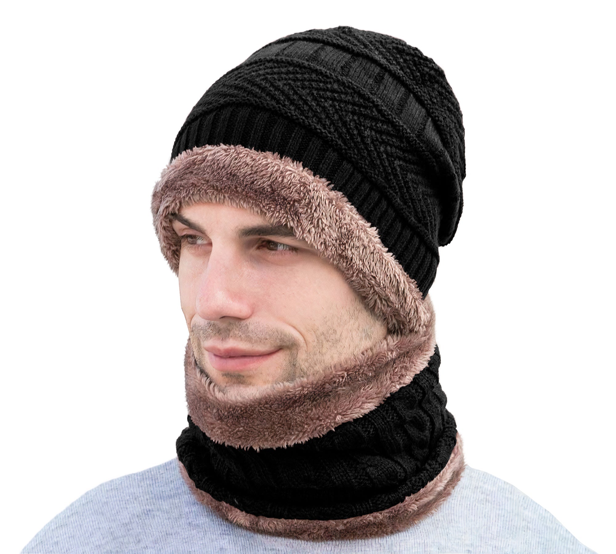 Set Bufanda y Gorro Tejido Unisex Para Frio Invierno