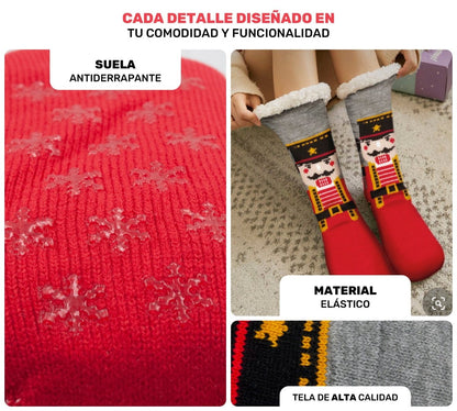 Set De 3 Calcetas Térmicas Navideñas Con Suela Antiderrapante - ONDASHOPMX