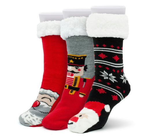 Set De 3 Calcetas Térmicas Navideñas Con Suela Antiderrapante - ONDASHOPMX