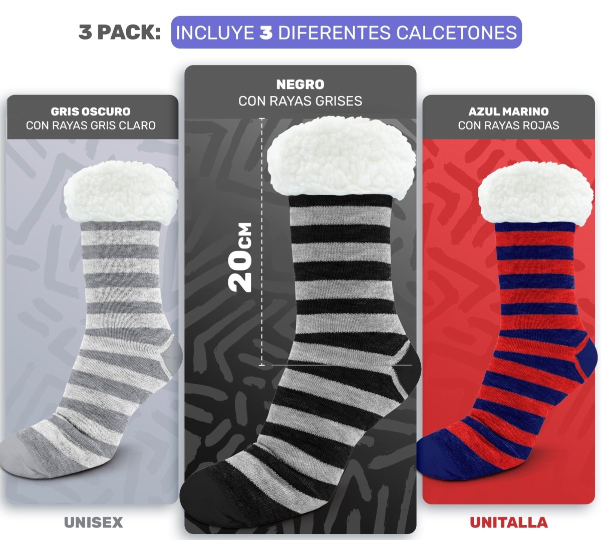 Set De 3 Calcetines Suaves & Térmicos Para Dormir - ONDASHOPMX