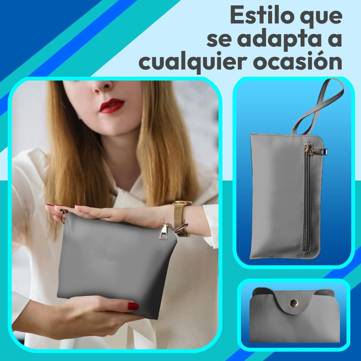 Set De Bolsa Multifuncional Con Tarjetero, Cosmetiquera & Correas Intercambiables - ONDASHOPMX