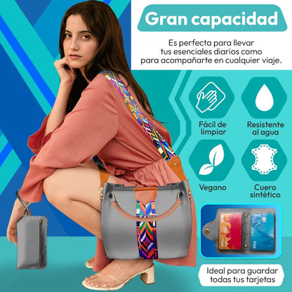 Set De Bolsa Multifuncional Con Tarjetero, Cosmetiquera & Correas Intercambiables - ONDASHOPMX