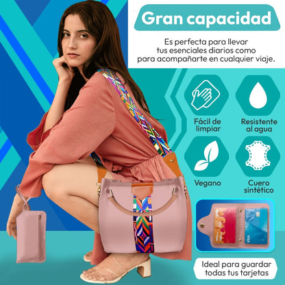 Set De Bolsa Multifuncional Con Tarjetero, Cosmetiquera & Correas Intercambiables - ONDASHOPMX