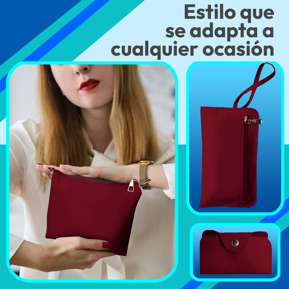 Set De Bolsa Multifuncional Con Tarjetero, Cosmetiquera & Correas Intercambiables - ONDASHOPMX