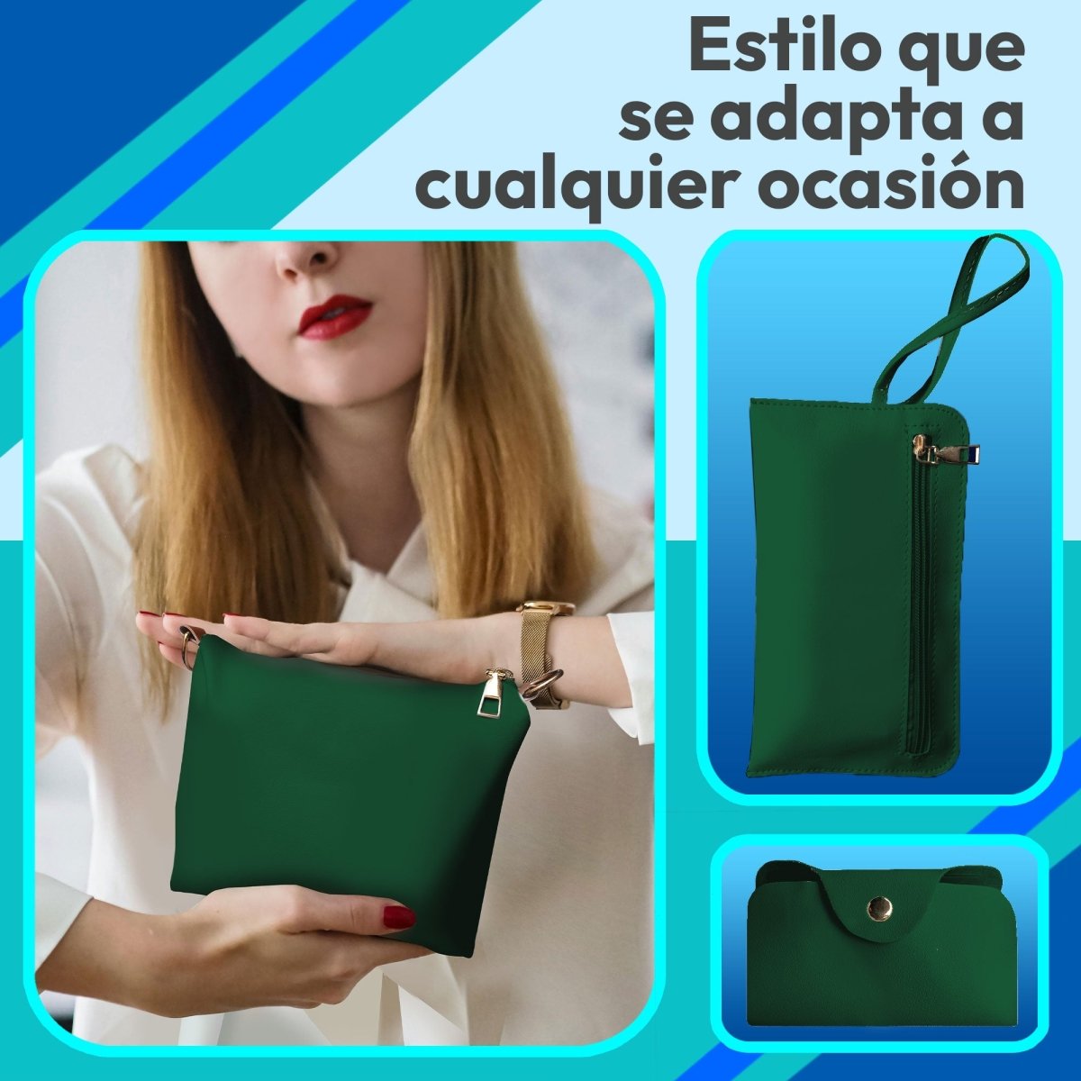 Set De Bolsa Multifuncional Con Tarjetero, Cosmetiquera & Correas Intercambiables - ONDASHOPMX