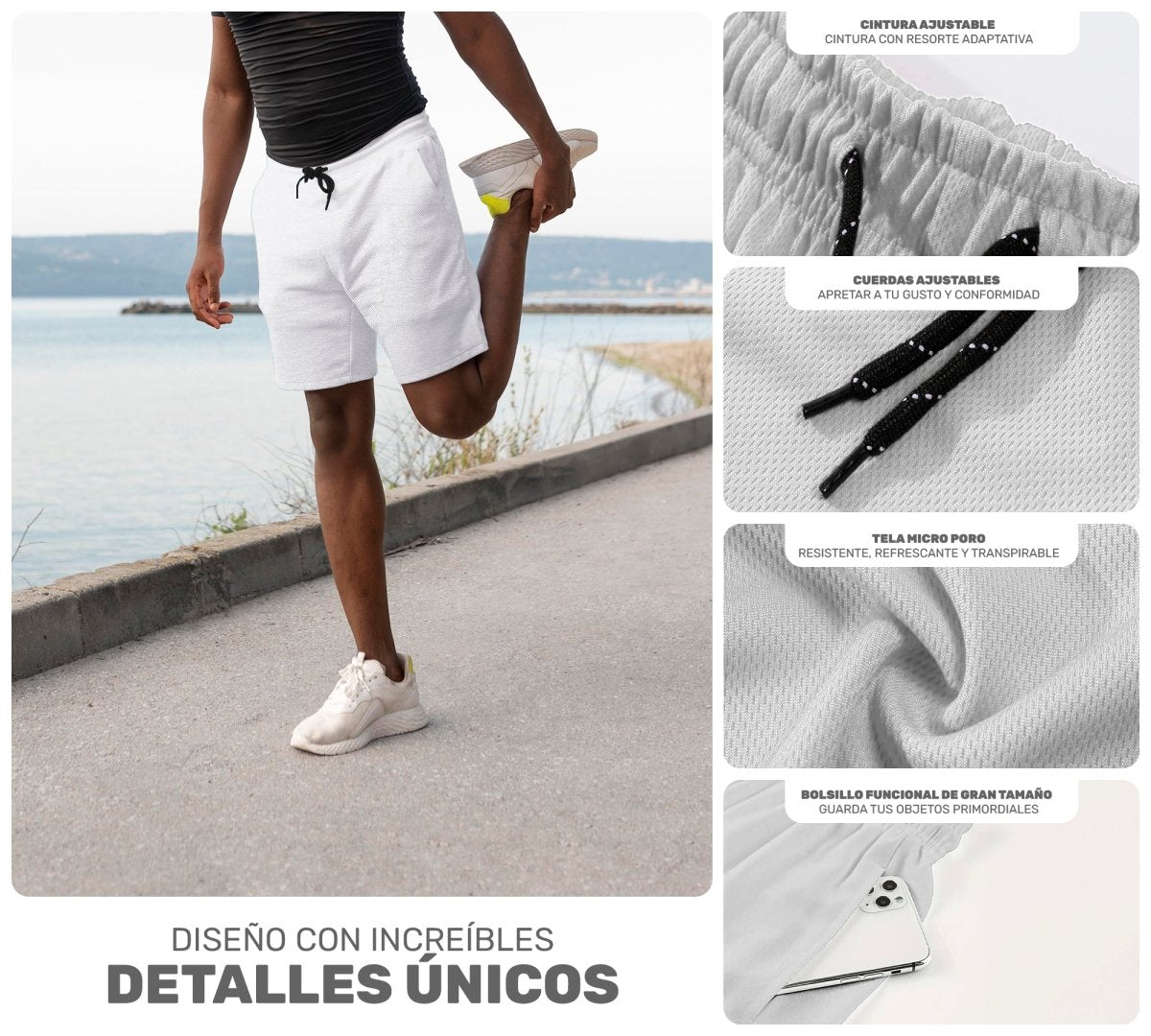 Short Deportivo Ejercicio Gym Slim Fit Elástico - ONDASHOPMX
